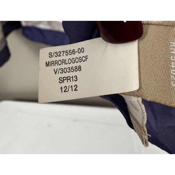 Banana Republic L Square Silk Scarf Red White Blue Monogram Head Wrap Americana - Picture 5 of 11